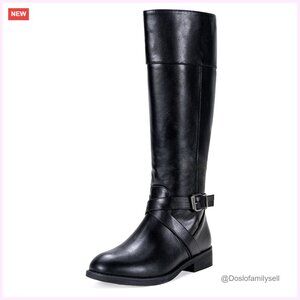 Knee High Riding Boots Wide Calf Low Heel Size 6 M